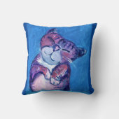 居心地の良い猫色彩の鮮やか子猫かわいい猫オンブルー クッション (裏面)