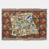 居心地の良い田舎の色でアミッシュなキルト愛好家の饗宴 スローブランケット (正面)