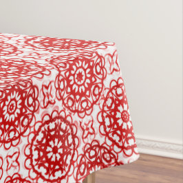 居心地の良い白と赤の冬の花の模様クリスマス テーブルクロス
