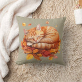 居心地の良い眠りジンジャーキャットオリーブ枕 クッション (ブランケット)