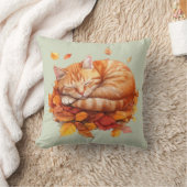 居心地の良い眠りジンジャーキャットセージ緑の枕 クッション (ブランケット)