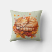 居心地の良い眠りジンジャーキャットセージ緑の枕 クッション (裏面)