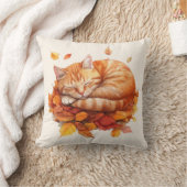 居心地の良い眠りジンジャーキャットピロー – Cream Edition クッション (ブランケット)