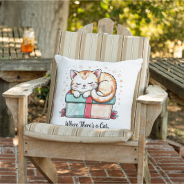 居心地の良い眠る子猫 - 冬のホームデコレーション アウトドアクッション