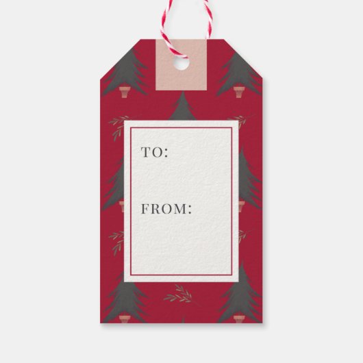 居心地の良い眠る猫クリスマスツリーピンクホリデイ ギフトタグ (裏面)