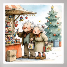 居心地の良い祖父母のクリスマスマーケット ストーリーブック イラスト