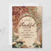 居心地の良い秋のアーチウェイ感謝祭ディナー 招待状 (正面)