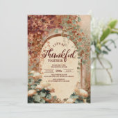 居心地の良い秋のアーチウェイ感謝祭ディナー 招待状 (スタンド正面)