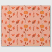 居心地の良い秋のカボチャの葉シームレスラッピング紙 ラッピングペーパー (フラット)