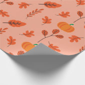 居心地の良い秋のカボチャの葉シームレスラッピング紙 ラッピングペーパー (角)