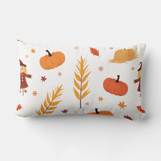 居心地の良い秋のカボチャ柄の枕 ランバークッション (裏面)