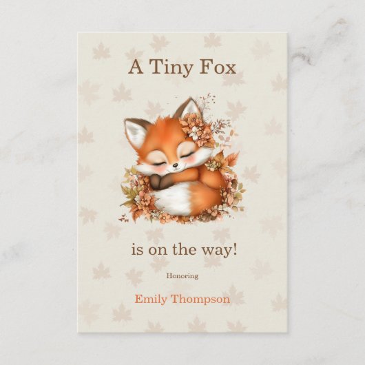居心地の良い秋のキツネベビーシャワーコージーウッドランドパーティー エンクロージャーカード (正面)