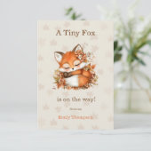 居心地の良い秋のキツネベビーシャワーコージーウッドランドパーティー エンクロージャーカード (スタンド正面)