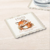 居心地の良い秋のキツネベビーシャワーコージーウッドランドパーティー ペーパーコースター (アングル)