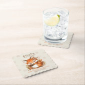 居心地の良い秋のキツネベビーシャワーコージーウッドランドパーティー ペーパーコースター (インサイチュ)