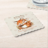 居心地の良い秋のキツネベビーシャワーコージーウッドランドパーティー ペーパーコースター (アングル)