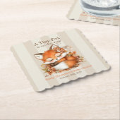 居心地の良い秋のキツネベビーシャワーコージーウッドランドパーティー ペーパーコースター (アングル)