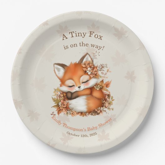 居心地の良い秋のキツネベビーシャワーコージーウッドランドパーティー ペーパープレート (正面)