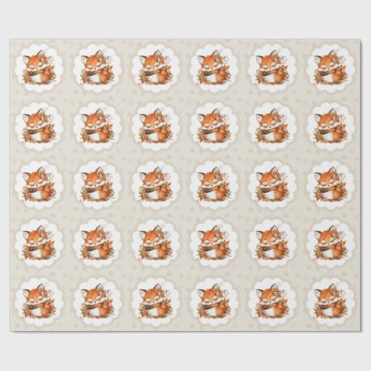 居心地の良い秋のキツネベビーシャワーコージーウッドランドパーティー ラッピングペーパー (フラット)