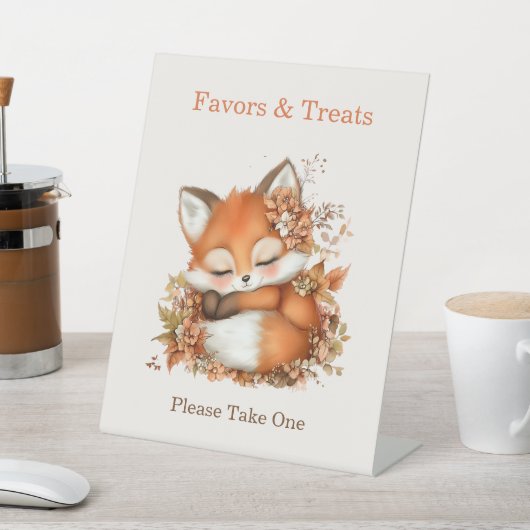 居心地の良い秋のキツネベビーシャワーコージーウッドランドパーティー 台座サイン (インサイチュ)