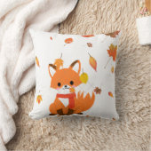 居心地の良い秋のキツネ装飾用クッション包まれた- 「秋、 クッション (ブランケット)