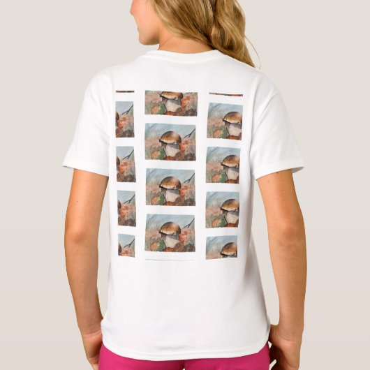 居心地の良い秋のキノコ水の色 – フォレストフロアボール Tシャツ (裏面)