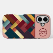 居心地の良い秋のトーン織りパターンモノグラムの Case-Mate iPhoneケース (裏面 (横))