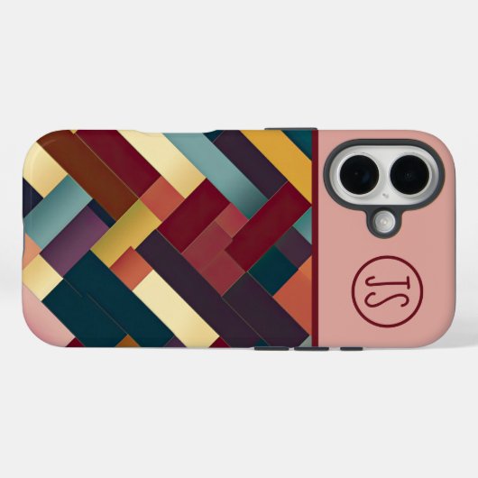 居心地の良い秋のトーン織りパターンモノグラムの Case-Mate iPhoneケース (裏面 (横))