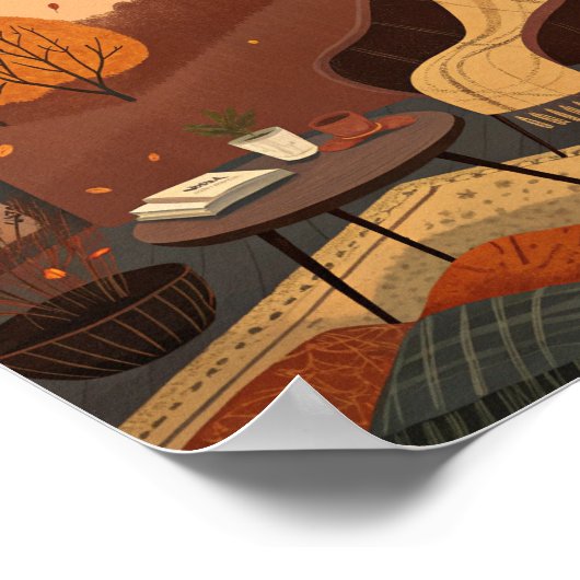 居心地の良い秋のヌーク:温かみのある静かなポーチシーン ポスター (角)