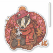 居心地の良い秋のバッジャーアートステッカー シール (正面)