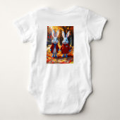 居心地の良い秋のバニーデュオ – ピクサースタイルフォレストドリーム ベビーボディスーツ (裏面)