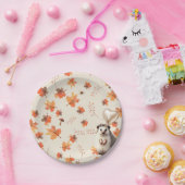 居心地の良い秋の喜び – ハリネズミと秋の葉 ペーパープレート (パーティー)