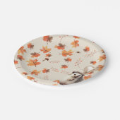 居心地の良い秋の喜び – ハリネズミと秋の葉 ペーパープレート (アングル)