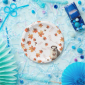 居心地の良い秋の喜び – ハリネズミと秋の葉 ペーパープレート (パーティー)