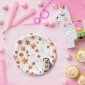 居心地の良い秋の喜び – ハリネズミと秋の葉 ペーパープレート (パーティー)