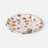 居心地の良い秋の喜び – ハリネズミと秋の葉 ペーパープレート (アングル)