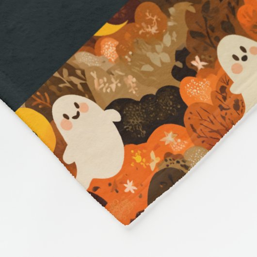 居心地の良い秋の幽霊と離れハロウィン フリースブランケット (角)