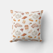 居心地の良い秋の必需品の水彩パターン クッション (裏面)