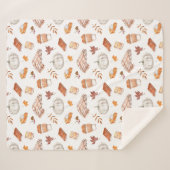 居心地の良い秋の必需品の水彩パターン シェルパブランケット (正面(横))