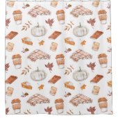 居心地の良い秋の必需品の水彩パターン シャワーカーテン (正面)