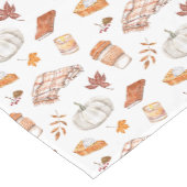 居心地の良い秋の必需品の水彩パターン ショートテーブルランナー (コーナー)