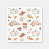 居心地の良い秋の必需品の水彩パターン スタンダードカクテルナプキン (正面)