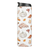 居心地の良い秋の必需品の水彩パターン タンブラー (回転右)