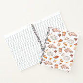 居心地の良い秋の必需品の水彩パターン ノートブック (内部)