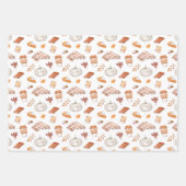 居心地の良い秋の必需品の水彩パターン ラッピングペーパーシート (正面)