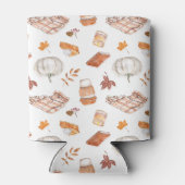 居心地の良い秋の必需品の水彩パターン 缶クーラー (裏面)