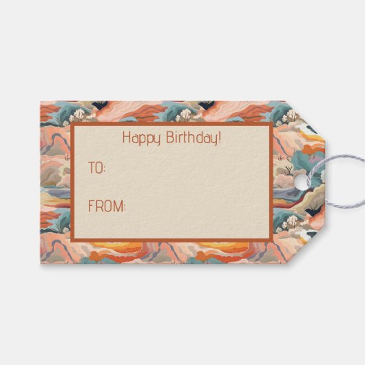 居心地の良い秋の色抽象芸術デジタルアート ギフトタグ (正面(横))