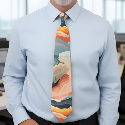 居心地の良い秋の色抽象芸術デジタルアート ネクタイ