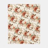 居心地の良い秋の花柄 デジタルアート フリースブランケット (正面)