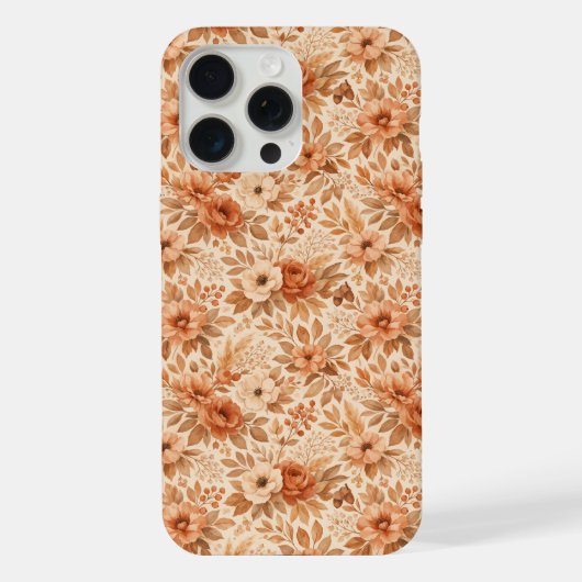 居心地の良い秋の花柄 iPhoneケース (裏面)